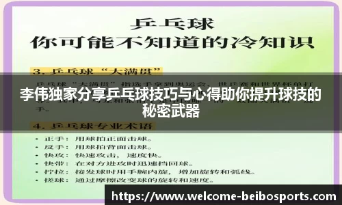 李伟独家分享乒乓球技巧与心得助你提升球技的秘密武器